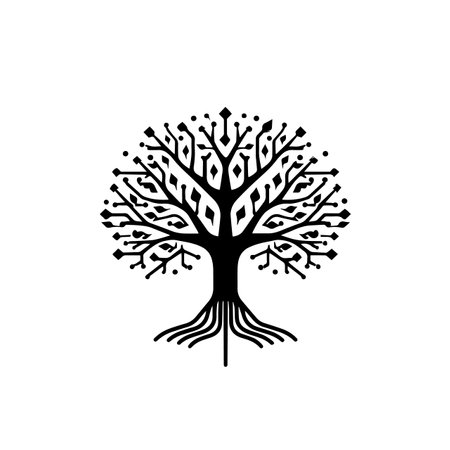 Digital Tree logo vector illustration. Digital Tree vector Icon and Sign.のイラスト素材