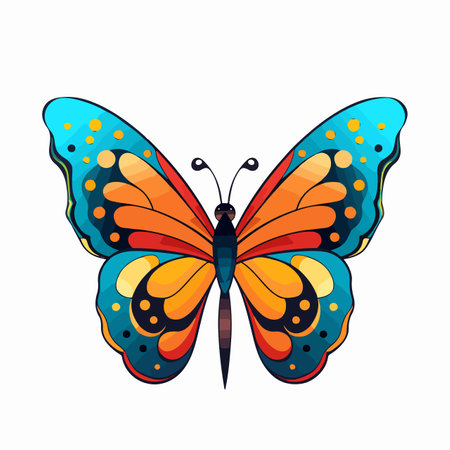 Butterfly flat vector illustration. Butterfly cartoon hand drawing isolated vector illustration.のイラスト素材