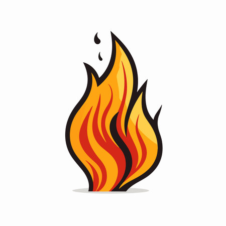 Fire flat vector illustration. Fire cartoon hand drawing isolated vector illustration.のイラスト素材