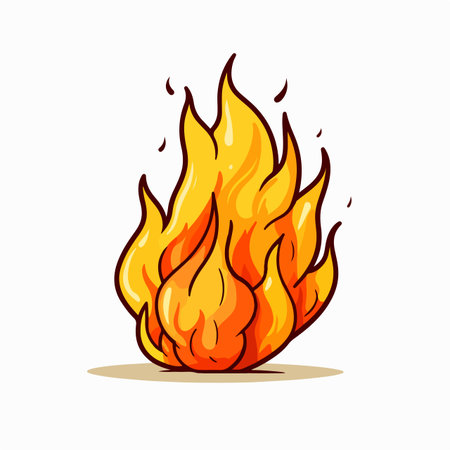 Fire flat vector illustration. Fire cartoon hand drawing isolated vector illustration.のイラスト素材