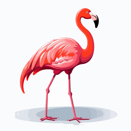 Flamingo flat vector illustration. Flamingo cartoon hand drawing isolated vector illustration.のイラスト素材