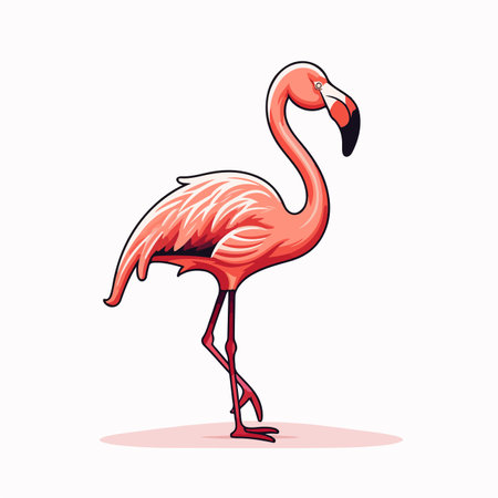 Flamingo flat vector illustration. Flamingo cartoon hand drawing isolated vector illustration.のイラスト素材