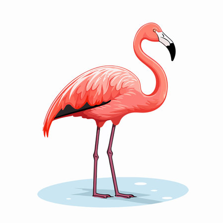 Flamingo flat vector illustration. Flamingo cartoon hand drawing isolated vector illustration.のイラスト素材