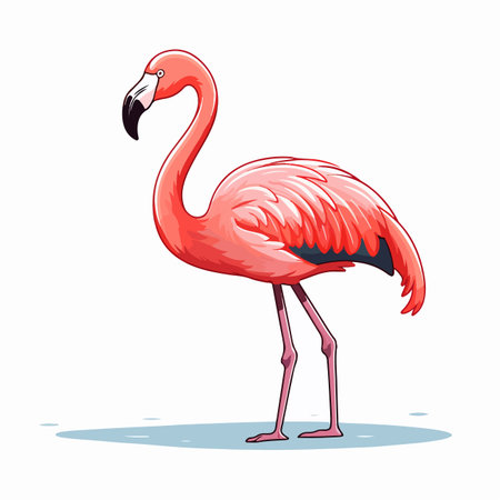 Flamingo flat vector illustration. Flamingo cartoon hand drawing isolated vector illustration.のイラスト素材