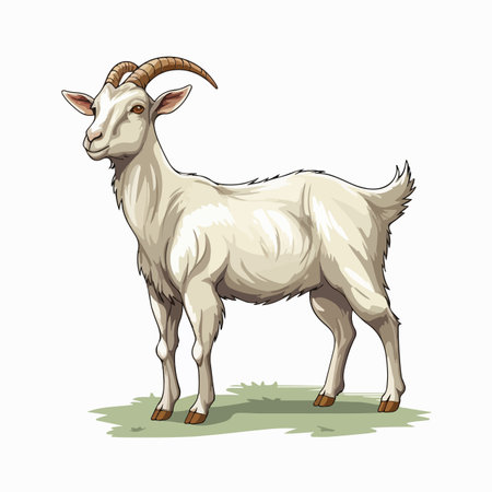 Goat flat vector illustration. Goat cartoon hand drawing isolated vector illustration.のイラスト素材