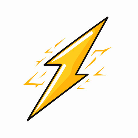 Lightning flat vector illustration. Lightning cartoon hand drawing isolated vector illustration.のイラスト素材