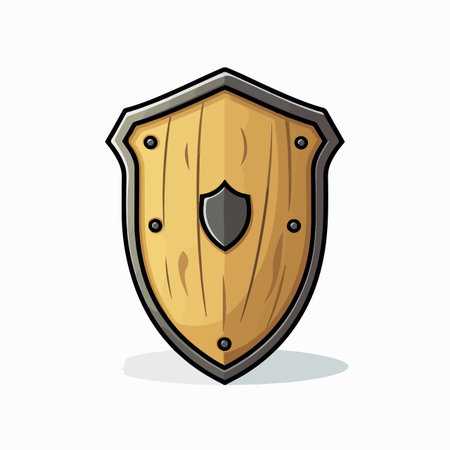 Shield flat vector illustration. Shield cartoon hand drawing isolated vector illustration.のイラスト素材