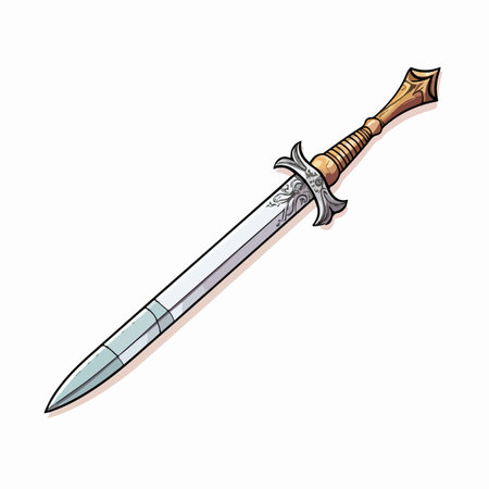 Sword flat vector illustration. Sword cartoon hand drawing isolated vector illustration.のイラスト素材