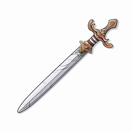 Sword flat vector illustration. Sword cartoon hand drawing isolated vector illustration.のイラスト素材