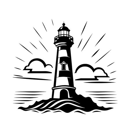 Beaming Beacon silhouette vector illustration. Beaming Beacon silhouette, Icon and Sign.のイラスト素材