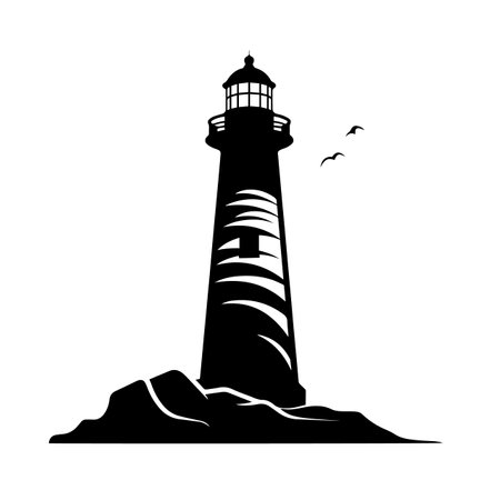 Beaming Beacon silhouette vector illustration. Beaming Beacon silhouette, Icon and Sign.のイラスト素材