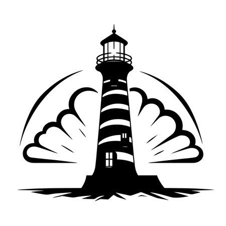 Beaming Beacon silhouette vector illustration. Beaming Beacon silhouette, Icon and Sign.のイラスト素材