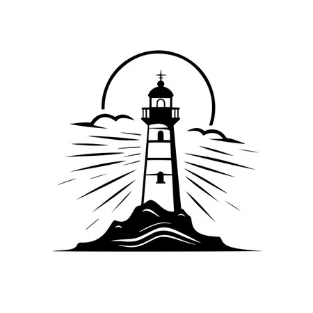 Beaming Beacon silhouette vector illustration. Beaming Beacon silhouette, Icon and Sign.のイラスト素材