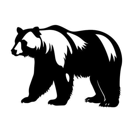Bear silhouette vector illustration. Bear silhouette, Icon and Sign.のイラスト素材