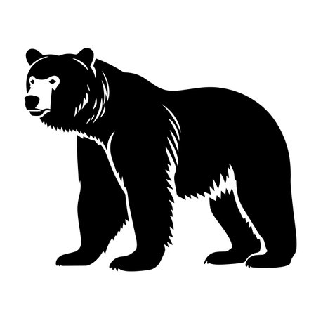Bear silhouette vector illustration. Bear silhouette, Icon and Sign.のイラスト素材