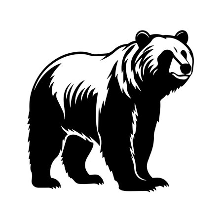 Bear silhouette vector illustration. Bear silhouette, Icon and Sign.のイラスト素材