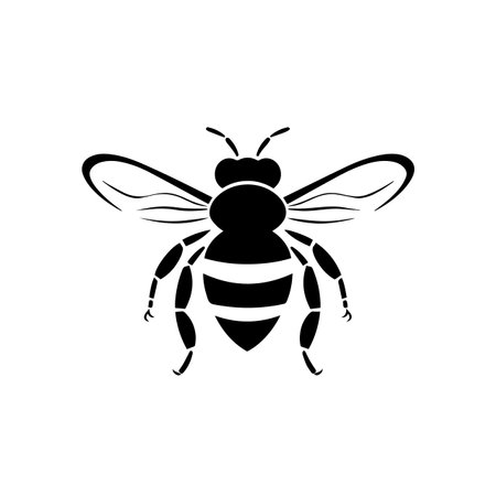 Bee silhouette vector illustration. Bee silhouette, Icon and Sign.のイラスト素材