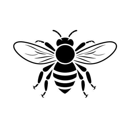Bee silhouette vector illustration. Bee silhouette, Icon and Sign.のイラスト素材