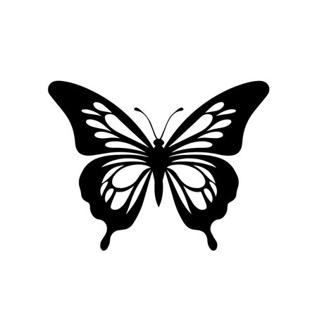 Butterfly silhouette vector illustration. Butterfly silhouette, Icon and Sign.のイラスト素材