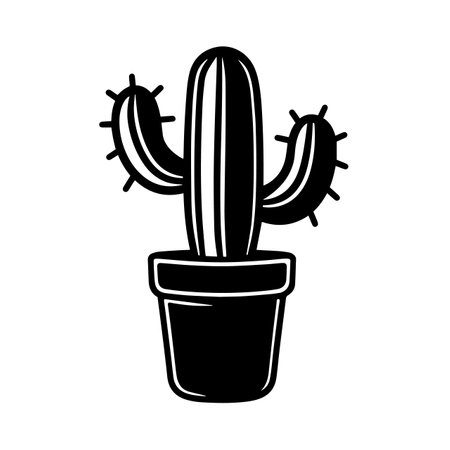 Cactus silhouette vector illustration. Cactus silhouette, Icon and Sign.のイラスト素材
