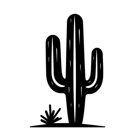 Cactus silhouette vector illustration. Cactus silhouette, Icon and Sign.のイラスト素材