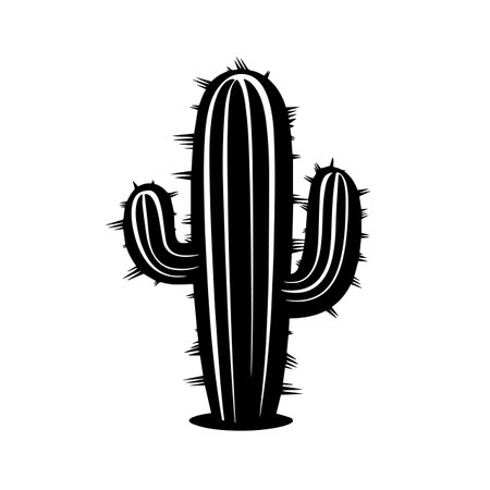 Cactus silhouette vector illustration. Cactus silhouette, Icon and Sign.のイラスト素材