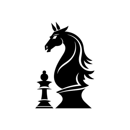 Chess Knight silhouette vector illustration. Chess Knight silhouette, Icon and Sign.のイラスト素材