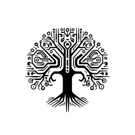Circuit Tree logo vector illustration. Circuit Tree logo, Icon and Sign.のイラスト素材