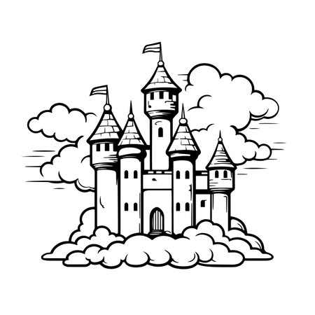 Cloud Castle logo vector illustration. Cloud Castle logo, Icon and Sign.のイラスト素材
