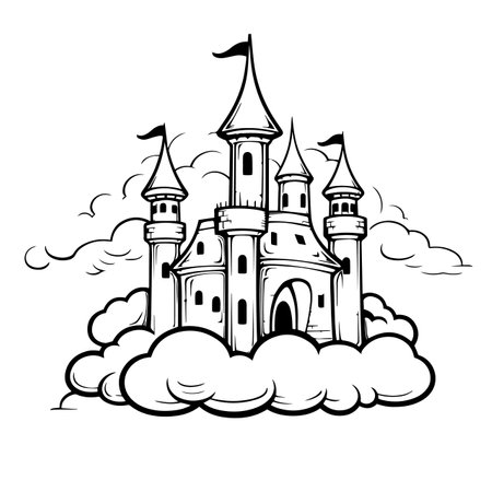 Cloud Castle logo vector illustration. Cloud Castle logo, Icon and Sign.のイラスト素材