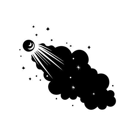 Cosmic Comet silhouette vector illustration. Cosmic Comet silhouette, Icon and Sign.のイラスト素材