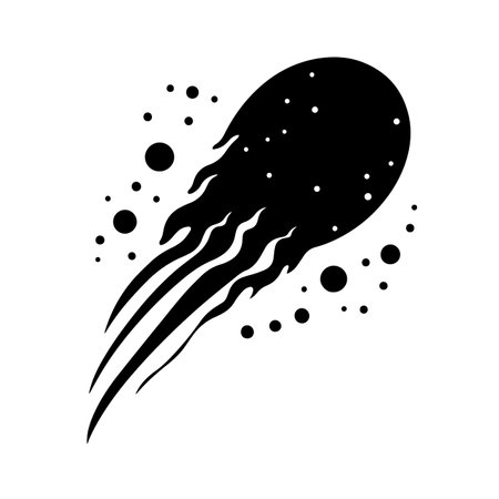 Cosmic Comet silhouette vector illustration. Cosmic Comet silhouette, Icon and Sign.のイラスト素材
