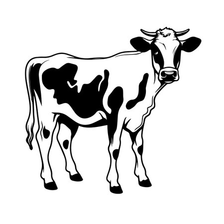 Cow silhouette vector illustration. Cow silhouette, Icon and Sign.のイラスト素材