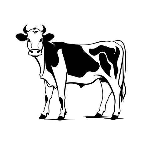 Cow silhouette vector illustration. Cow silhouette, Icon and Sign.のイラスト素材