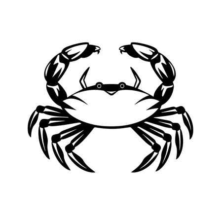 Crab silhouette vector illustration. Crab silhouette, Icon and Sign.のイラスト素材