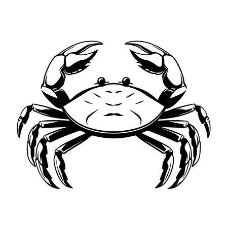 Crab silhouette vector illustration. Crab silhouette, Icon and Sign.のイラスト素材