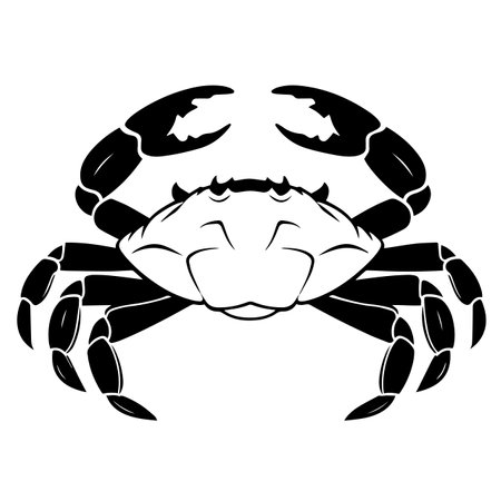 Crab silhouette vector illustration. Crab silhouette, Icon and Sign.のイラスト素材
