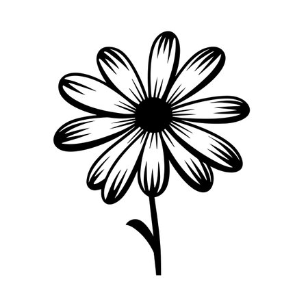 Daisy silhouette vector illustration. Daisy silhouette, Icon and Sign.のイラスト素材