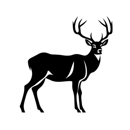 Deer silhouette vector illustration. Deer silhouette, Icon and Sign.のイラスト素材