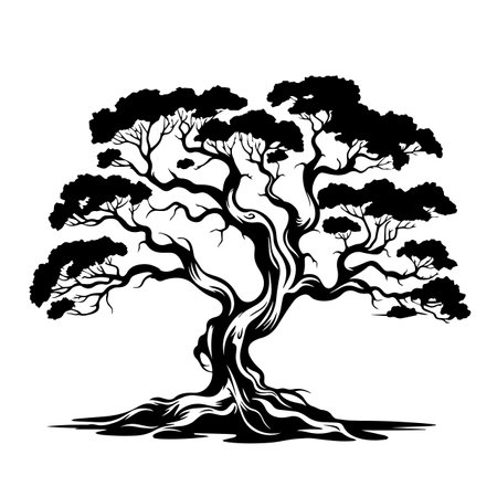 Digital Tree silhouette vector illustration. Digital Tree silhouette, Icon and Sign.のイラスト素材