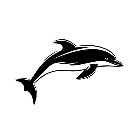 Dolphin silhouette vector illustration. Dolphin silhouette, Icon and Sign.のイラスト素材