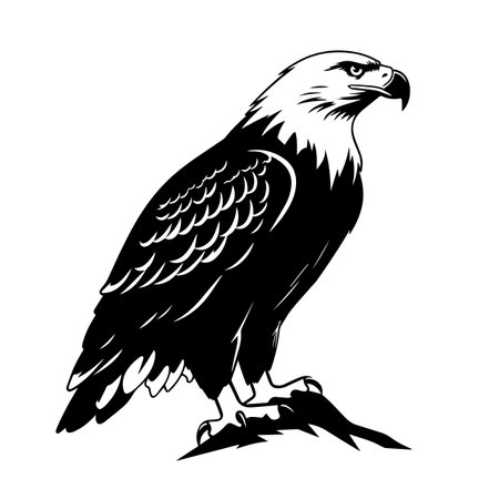 Eagle silhouette vector illustration. Eagle silhouette, Icon and Sign.のイラスト素材