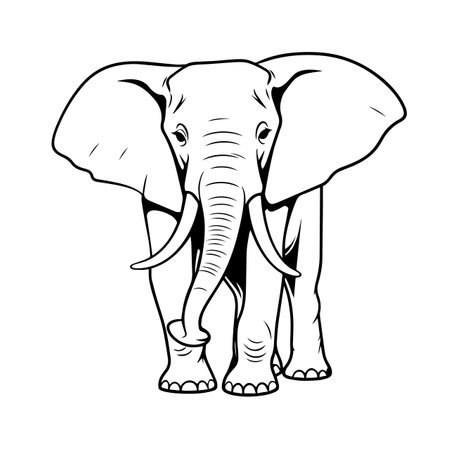 Elephant silhouette vector illustration. Elephant silhouette, Icon and Sign.のイラスト素材