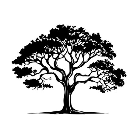 Elm silhouette vector illustration. Elm silhouette, Icon and Sign.のイラスト素材