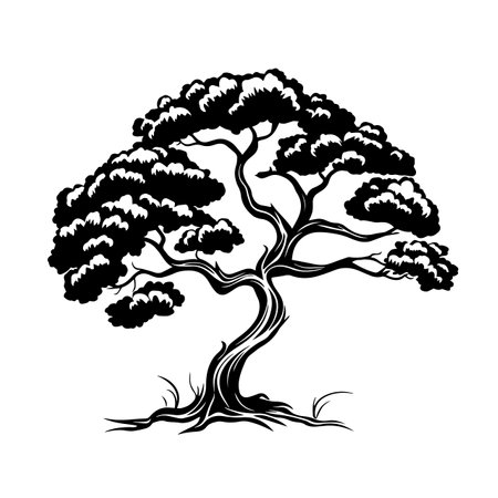 Enchanted Elm silhouette vector illustration. Enchanted Elm silhouette, Icon and Sign.のイラスト素材