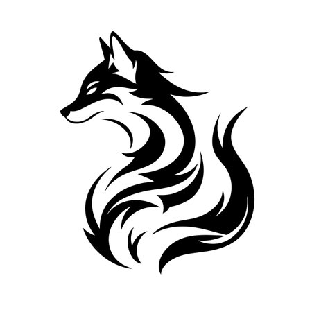 Fiery Fox silhouette vector illustration. Fiery Fox silhouette, Icon and Sign.のイラスト素材