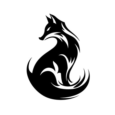 Fiery Fox silhouette vector illustration. Fiery Fox silhouette, Icon and Sign.のイラスト素材