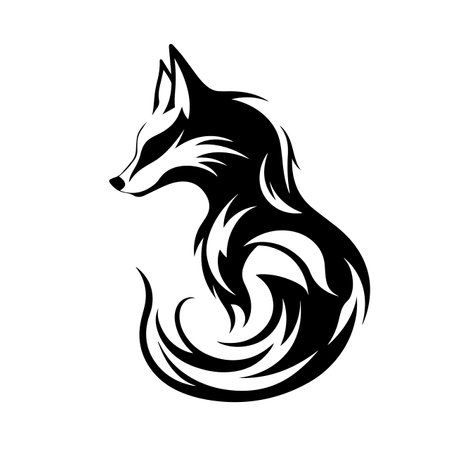 Fiery Fox silhouette vector illustration. Fiery Fox silhouette, Icon and Sign.のイラスト素材