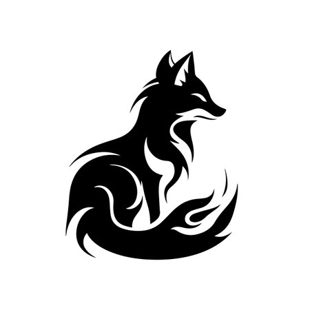 Fiery Fox silhouette vector illustration. Fiery Fox silhouette, Icon and Sign.のイラスト素材