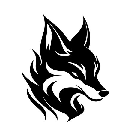 Fiery Fox silhouette vector illustration. Fiery Fox silhouette, Icon and Sign.のイラスト素材